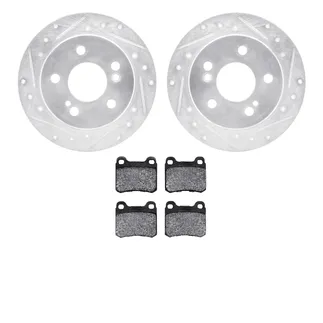 R1 Concepts WGYN1-63007 eLINE Rotor - Drilled & Slotted - Silver W/ Semi-Met Pads
